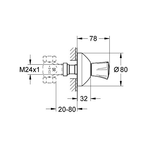 GROHE UP-Ventil Oberbau Costa Markierung, rot , chrom 19809001 - 2