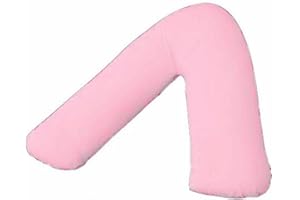 CHILIMILII Orthopaedic V-pillow with Free pillowcase- Pregnancy Support V Shaped Triangle Pillow with polycotton pillowcase 74x34cm-Hollow Fibre V-pillow for for Neck,Maternity Pregnancy Support (Pink)