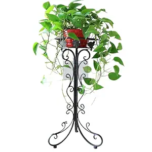 DecorDen Plant Stand Flower Pot Stand for Balcony Living Room Outdoor Indoor Plants Plant Holder Home Decor Item Decorative Item for Multipurpose (Black)