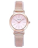 JSDDE Uhren,Einfach Elegante Damen Armbanduhr XS Slim Uhren Mesh Metallarmband A