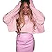 Produktbild Yazidan Mode BeiläUfig Damen Lange äRmel Sweatshirt Loose T-Shirt Bluse Abschlag Oben Pure Farbe Solide Sexy Kapuzenpullover Fahren Oberteile Rundhalsausschnitt Ellbogen Blusen(Rosa,M)
