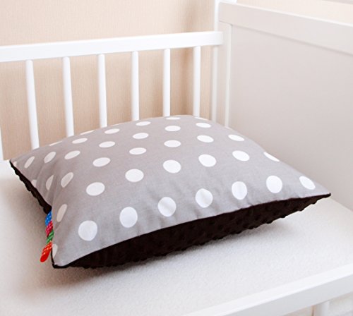 Amilian® Handcrafted Decorative Polka-Dots Print Grey/Brown 100% Cotton Premium Quality Cosy One Sided Fleece Durable Throw Cushion Cover Pillowcase Only 40 cm x 40 cm