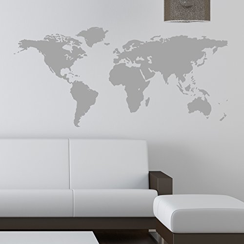 WORLD MAP WALL STICKER KIDS Wall Sticker Decals 120 grey