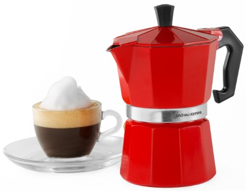 Andrew James – 3 Tassen Espressokocher Im Italienischen Stil – Rot – Inklusive Dichtungsring - 3