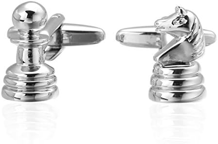 Pair Silver Pure Metal International Chess Cufflinks Personality Cuff Links Mens Dress,Silver-OneSize