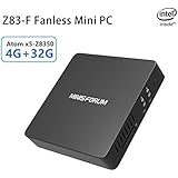 Z83-F Fanless Windows 10 Home Mini PC, Intel Atom x5-Z8350(2M Cache, fino a 2,5 GHz) 4K/4GB/32GB 1000Mbps LAN 2.4G/5.8G Doppia Banda WiFi BT 4.0 Dual Screen Display con Porte HDMI e VGA, Mini PC Intel