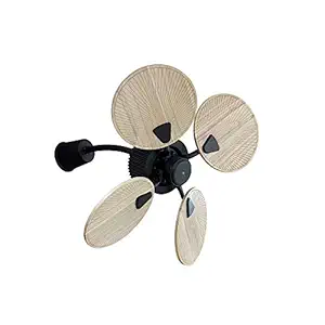 Fanzart Atom - Decorative Wooden Blades High Speed Wall Fan, 4 Beech Colour Blades, 34 inch Energy Efficient Fan (Black)