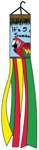 Its 5 O Clock Somewhere Tiki Parrot Polyester 60 Inch Windsock by Home and Holiday Flags