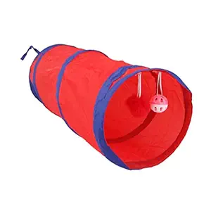 Nylon Pop Up Pet Play Tunnel Exercise Activity Toy (Red)