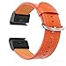 Produktbild YOOSIDE Leder Armband für Garmin Fenix 5X Plus, QuickFit Echtleder Gliederarmband Uhrenarmband für Garmin Fenix 5X/Fenix 5X Plus/Fenix 3/3 HR/Quatix 3/ D2 Delta PX,Orange