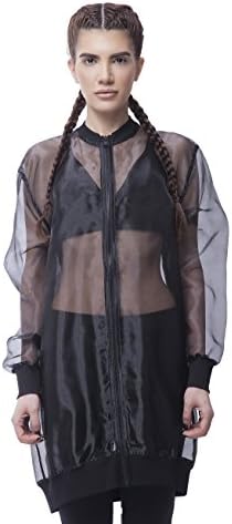 Red Decoct Women's Bomber Jacket Long Black Transparent Organza -  black - One size
