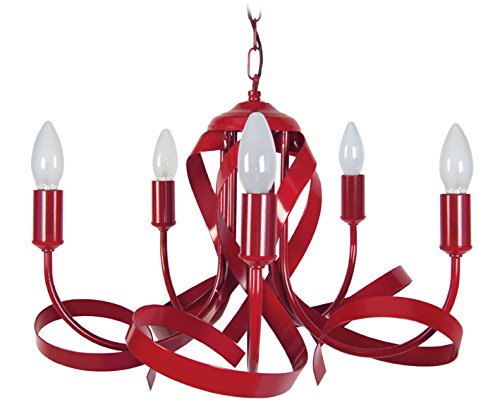 Tosel 20875 Monaco lampadario acciaio/Ferro/Vernice epossidica 40 W E14 rosso 60 x 90 cm, eco halogène