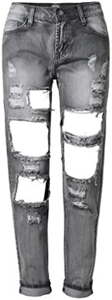 Byjia Womens Jeans Disco High Waisted Knee Ripped Frayed Skinny Denim Stretchy Loose Trouser Zipper Pocket Leggings Pants Nine Pants Smoke Gray , Gray , L