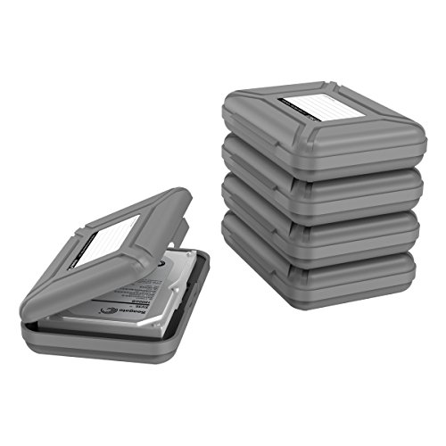 ORICO Festplattentasche Schutztasche Schutzbox (3.5", Grau, 5 Stück) - Aufbewahrungstasche für 3,5 Zoll Festplatten Western Digital WD Seagate Toshiba Samsung Intenso