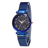 DANMEI Frauen Quarzuhr Luxus Armbanduhren für Frauen Kristall Starlight Zifferblatt Wasserdichte Uhr Wasserdicht Glitter Elegante Klassische