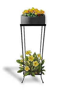 IronLands 2 Tier with Rubberized Base Pot Holder Stand for Indoor Outdoor Home Decor, Garden (Without Planter)