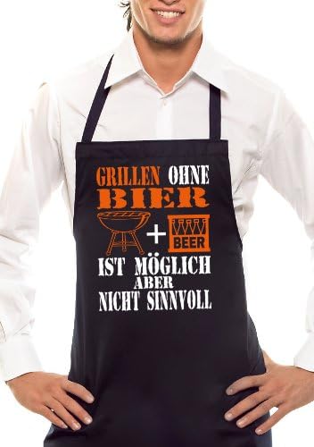 Grilling Without Beer two tone Apron Black / Orange-Weiss
