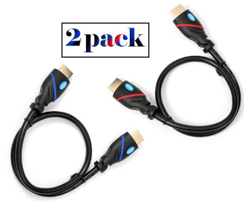 Multi Kabel- High Speed HDMI Kabel mit Ethernet "2 Stück" (2m)- 1.4a / 2.0 kompatibel - unterstützt Full HD 3D & Audio Return Channel-2 meter -2 Stück