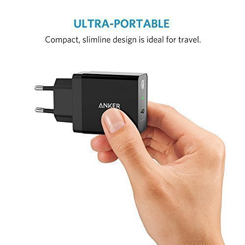 Anker PowerPort+ 1 24W USB C Ladegerät mit Typ C & Quick Charge 3.0 & PowerIQ Technologie, für Nexus 5X / 6P / Macbook 2016 / Sony XZ und andere Smartphone [mit 90cm USB C auf USB C Kabel) - 3