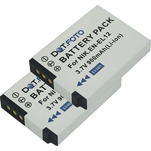 2 x Dot Foto Batterie de qualit   pour Nikon EN-EL12 - 3 7v   900mAh - garantie de 2 ans - Nikon COOLPIX AW100  AW110  AW120  AW130  P300  P310  P330  P340  S31  S70  S610  S610c  S620  S630  S640  S710  S800c  S1000pj  S1100pj  S1200pj  S6000  S6100  S6150  S6200  S6300  S8000  S8100  S8200  S9050  S9100  S9200  S9300  S9400  S9500  S9600  S9700  S9900
