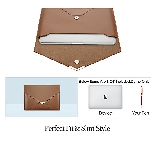 Macbook 12 Zoll Tasche, ESR® Courier Series Macbook 12 Zoll Schutzhülle Premium PU Ledertasche für Macbook 12 Zoll (Braun) - 6