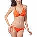 Produktbild hansee Frauen Solid Plissee Bikini Set Bademode Push-up Tie Side Badeanzug Beachwear, damen Mädchen, Fn-0814, Orange