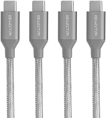 Type C to Type C Cable, ISELECTOR (2 Pack) USB 3.1 C to USB 3.1 C Sync Charging Data cable for new MacBook 12 inch, Nexus 5X/6P,ChromeBook Pixel ,Nokia N1,OnePlus etc. (Space Gray,1M)