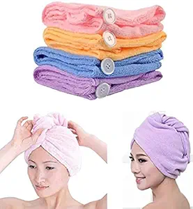 STUTI WORLD_ Quick Dry Turban Hair-Drying Absorbent Hair Towel Wrap for Women, Girls, Microfiber Towel/Dry Shower Caps/Bathrobe Hat/Magic Hair Wrap for Women Hair wrap(Multi Color)(Medium)