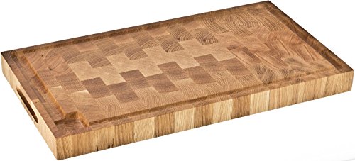 Profi Holz Hackblock – massives Hackbrett, Schneidebrett, Tranchierbrett, Küchenbrett 54 cm x 30 cm Eiche Stirnholz – gegen Aufpreis mit Lasergravur möglich – bekannt aus Hensslers Küche Holz - 2