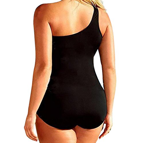 GWELL Damen Mesh Hollow One Shoulder Plus Size Push Up Einteilige Badeanzug Bademode Badebekleidung - 2