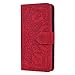 Produktbild Homikon PU Leder Hülle Retro Schön Mandala Schutzhülle Brieftasche Ledertasche Handyhülle mit Kartensteckplatz Ständer Klapphülle Etui Flip Case Cover Kompatibel mit Huawei P30 Pro - Rot