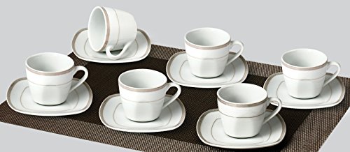 détail Topkapi Elizabeth TK de 980-12 pièces Set à café avec or/Platine Décor, 200 ml, tasses et soucoupes en porcelaine