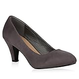  Klassische Pumps Damen Modische Abend Schuhe Wildleder 135163 Grau Basic 37 Flandell