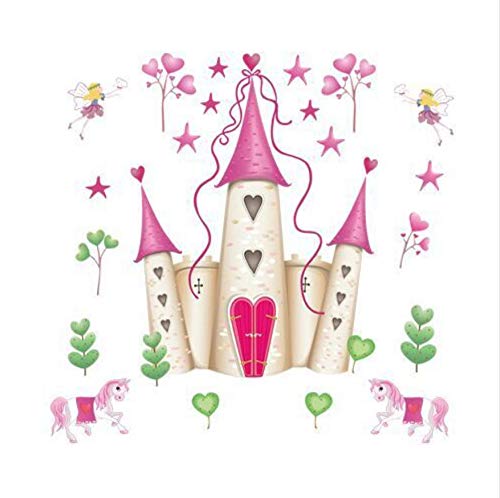Preisvergleich Produktbild AZLIXLH Wandaufkleber neuankömmling abnehmbare rosa Prinzessin Schloss mädchen Zimmer Turm wandaufkleber für mädchen / Kinder / Kinder Schlafzimmer wandbild