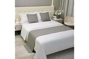Morbuy Bed Runners and Matching Cushions Set, Scarves Bed Runners Hotel Bed Scarf Bedding Bed Towel Solid Colour Bedspread Protection for Living Room Bedroom Hotel (50x240+50x50cm,Light Grey)