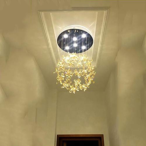 Preisvergleich Produktbild FJTXC Energiesparender Kronleuchter, Pendelleuchte Kristallleuchter Funktion LED Trichromatisches Dimmen für Wohnzimmer Esszimmer Küche Spielzimmer Glühbirne inklusive Effizienz: A +++,D50 * H80cm