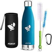 Aorin Doppia bottiglia per vuoto in acciaio inossidabile, processo di verniciatura a polvere, resistente ai graffi, facile da pulire.(blu-750ml)
