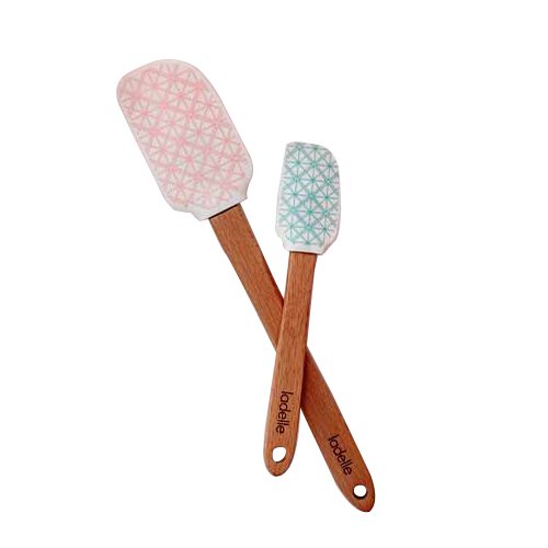 Ladelle 80047 Teigschaber-Set "Bake The World - Geo", Silikon, 2 Stück, mehrfarbig, 30.5 x 6 x 4 cm