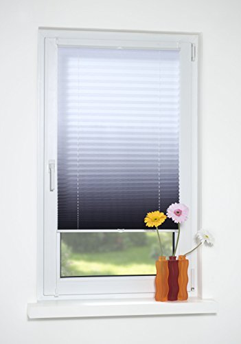 Decolia Klemmfix-Plissee Farbverlauf verspannt ohne Bohren oder Schrauben, Breite/Höhe: 100×130 cm, Farbe: anthrazit - 2