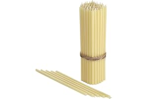 Danilovo - Candele in Cera d'Api, 50 Pezzi, Colore Bianco, Candele Decorative per Preghiera, per Rituali, Decorazione o Candele di Compleanno, 16,5 cm x 0,57 cm