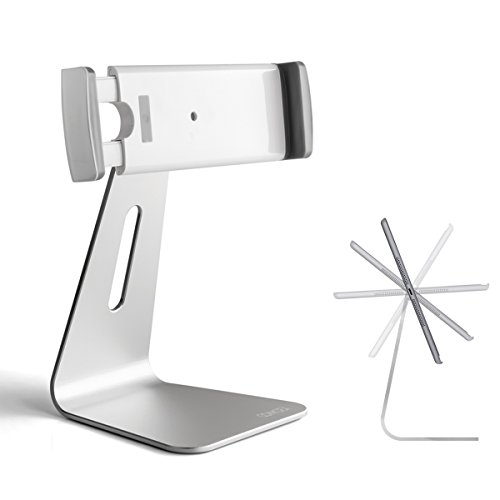 CONMDEX iPad Pro Ständer Aluminium für iPad Pro 9,7 Zoll iPad Pro 12,9 Zoll, Surface Pro 4, Samsung Galaxy Tab und andere Tablets, um 360 ° drehbar, silberfarben
