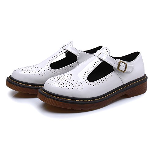 Smilun Damen T Mary Jane Flach Schuhe Klassisch Schnalle Rund Toe - 7