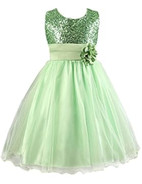 SMITHROAD Kinder Mädchen Prinzessin Kleid Festlich Hochzeit Weihnachten Tüll mit Pailletten und Gürtel Ärmellos