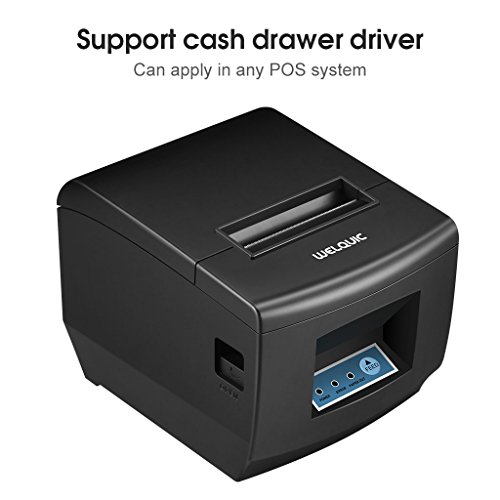 WELQUIC Impresora T  rmica del Recibo  Auto-Cort    Anchura de 80 mm s de la Velocidad de 300 mm  para Android   iOS   Windows   Linux y ESC POS  Puertos USB Serie Ethernet  Negro