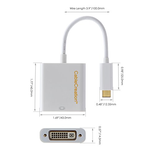 CableCreation Gold USB 3.1 Typ C (USB-C) auf DVI Adapter (DP Alt Mode) für Apple Das neue Macbook / Chromebook Pixel / Dell XPS 13 / Yoga 900 / Asus Zen AIO / Lumia 950 / 950XL, Weiß - 3