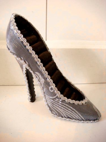 Schmuckhalter Schmuckständer Schmuckhalter Ringhalter Schuh Pumps Schmuckschuh Schmuckständer edel grau silber 12cm - 3