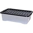 CrazyGadget® Large Big Plastic Storage Clear Box Strong Stackable Container - Made In U.K. (1, XX Large - 80L)