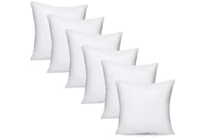 TEXTILE WISE Extra Fill Plump Cushion Inner Pads (Pack of 6), 50 x 50 cm (20" x 20") | 100% Hollowfibre Cushions Inners Fillers Scatters - Cushion Stuffer Inserts, Hollowfibre Pillows (White)