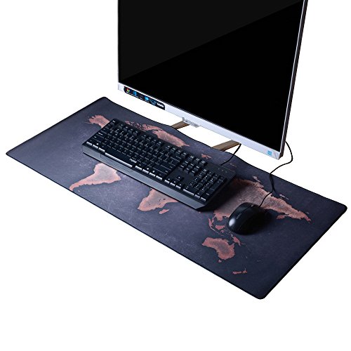 Befitery Mausunterlage Gaming-Maus-Pad Mauspad Schreibtischunterlage Rutschfeste Gummiunterseite Sicher und ungiftig MausPad Weltkarte(40x90x0.2cm)(Gold) - 2
