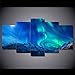 Produktbild XMDNYE Wohnzimmer Wandkunst Bilder HD Gedruckt 5 Stück/Stücke Blau Aurora Landschaft Moderne Malerei Auf Leinwand Decor Poster Rahmen